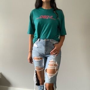 🧀 Vintage Cloud House Design Workers CHEEZ-IT Teal  T-shirt 🧀